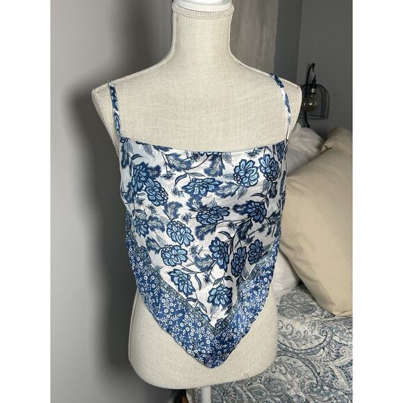 Japna Women’s Crop Tops Lot Size L Pink Floral Halter & Blue Scarf Bandana Top - Picture 2 of 13